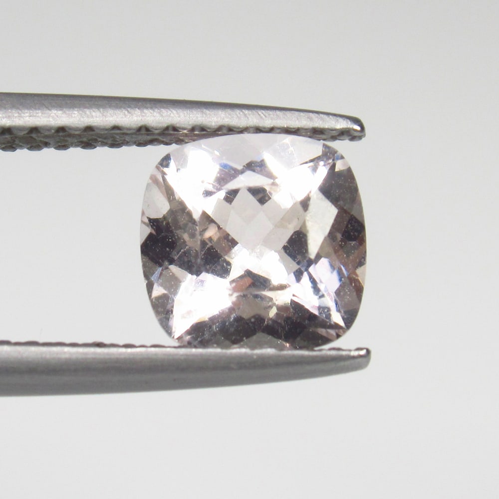 1.37 Ct Natural Pleasant Pink Morganite Cushion Cut: Weight - 1.37 Ct / Size - 7.10 x 7.00 x 4.70 mm / Shape - Cushion Cut / Color - Light Pink / Clarity - VVS / Origin - Mozambique / Treatment - None