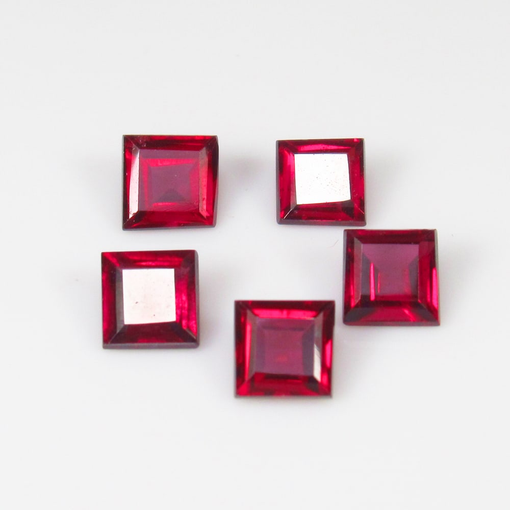2.30 Ct Natural Almandite Garnet Square Cut Set (1 of 2)