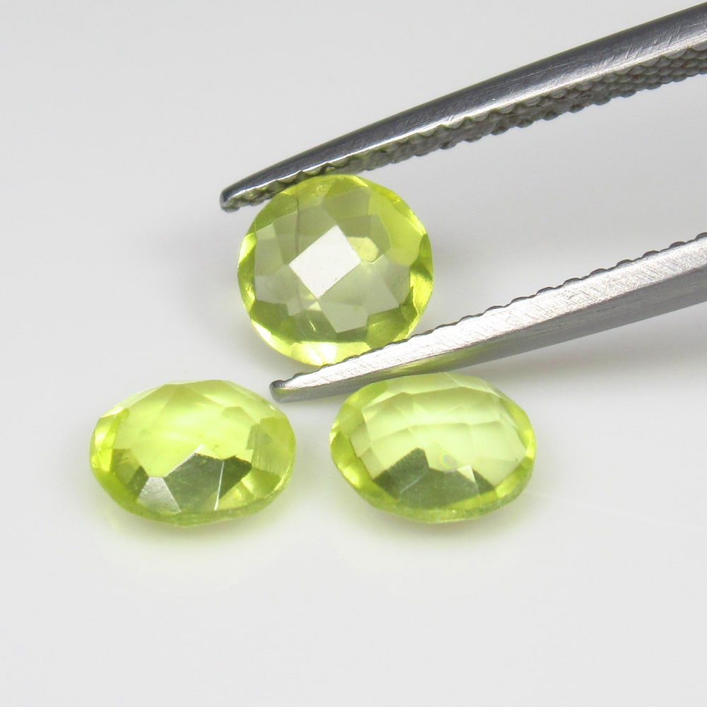 2.26 Ct Natural Lemon Quartz Round Checkerboard Cut Set: Weight - 2.26 Ct / Size - 6.20 x 6.20 x 3.00 mm / 3 Pc's / Top Quality Luster / Excellent Round Checkerboard Cut / Origin - Brazil / Treatment - Heated