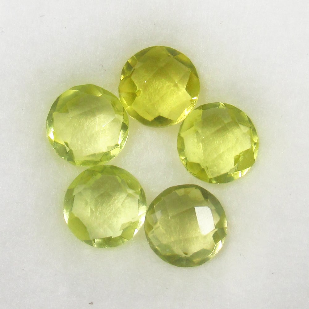 4.31 Ct Natural Lemon Quartz Round Checkerboard Cut Set: Weight - 4.31 Ct / Size - 6.30 x 6.30 x 3.60 mm / 5 Pc's / Top Quality Luster / Excellent Round Checkerboard Cut / Origin - Brazil / Treatment - Heated