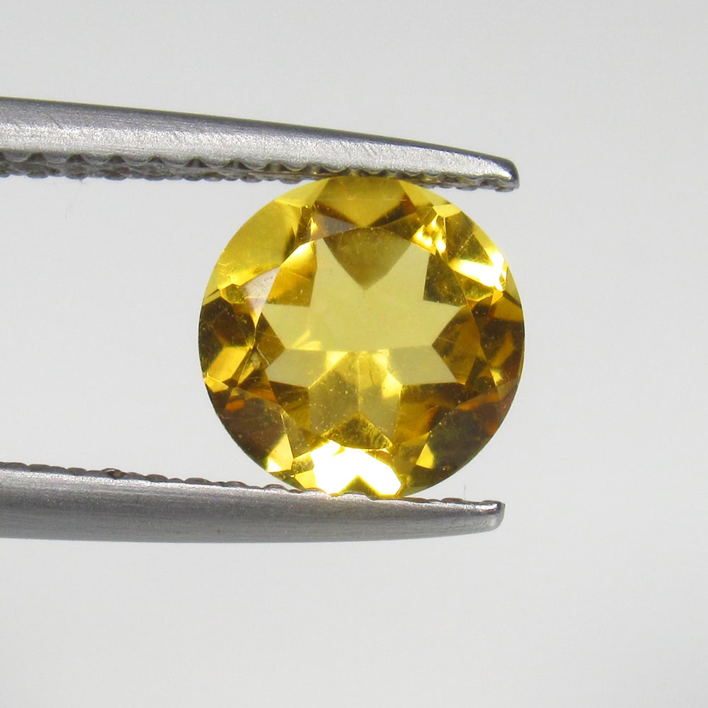 1.14 Ct Natural Yellow Citrine Round Cut: Weight - 1.14 Ct / Size - 7.20 x 7.20 x 4.40 mm / Shape - Round Cut / Color - Yellow / Clarity - VVS / Origin - Brazil / Treatment - Heated