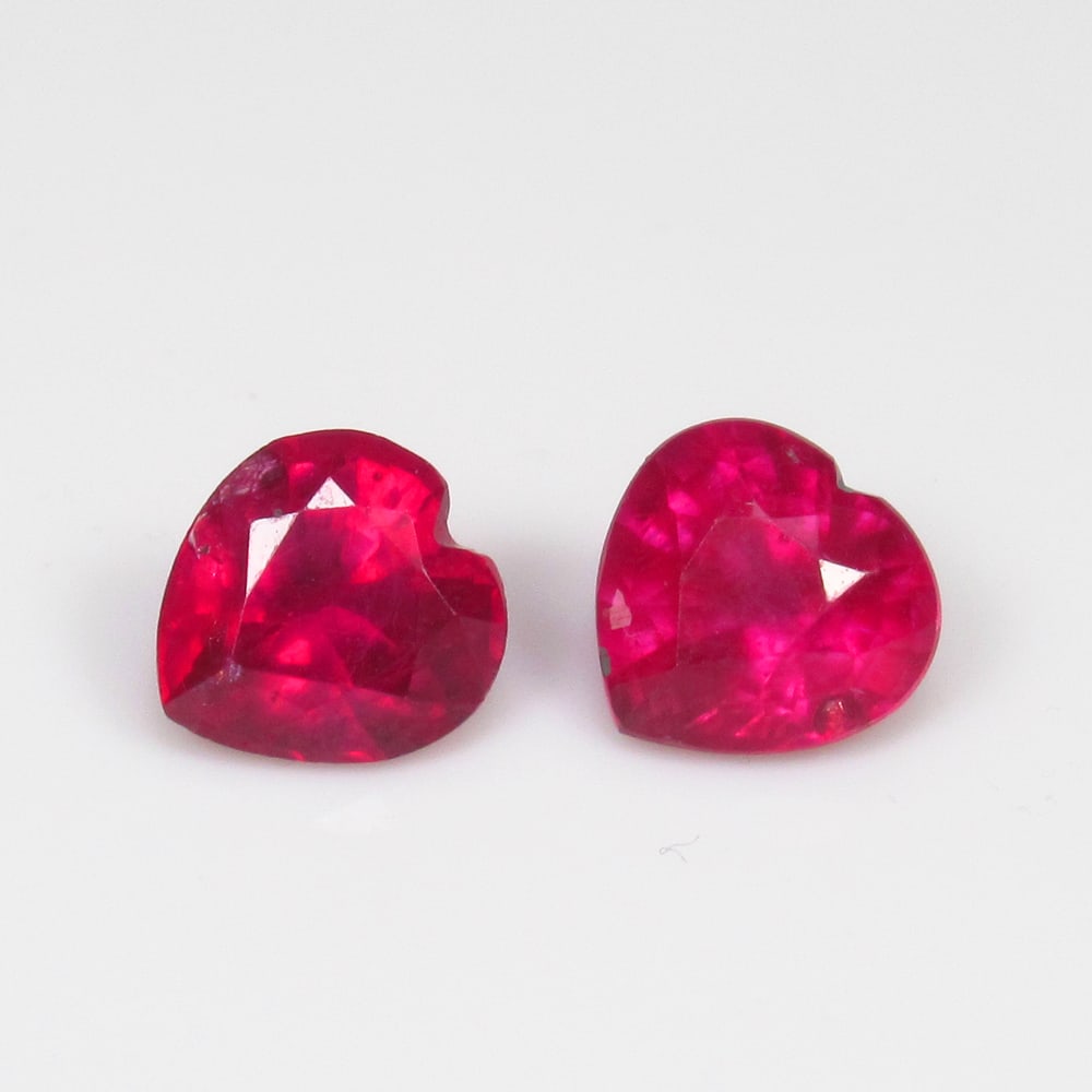 2.17 Ct Natural Pinkish Red Ruby Heart Cut Pair (1 of 2)