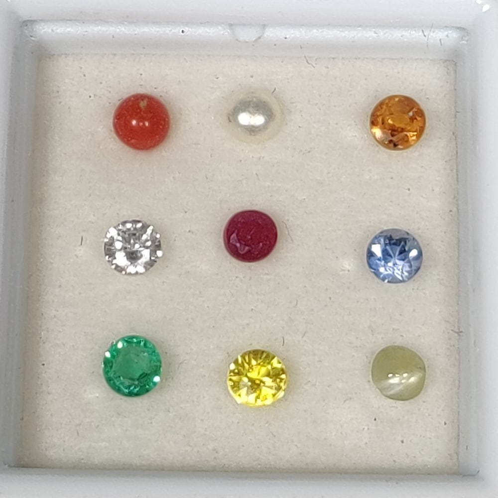 Calibrate 3 mm Round Natural Navratna 9 Gemstones Set (1 of 2)