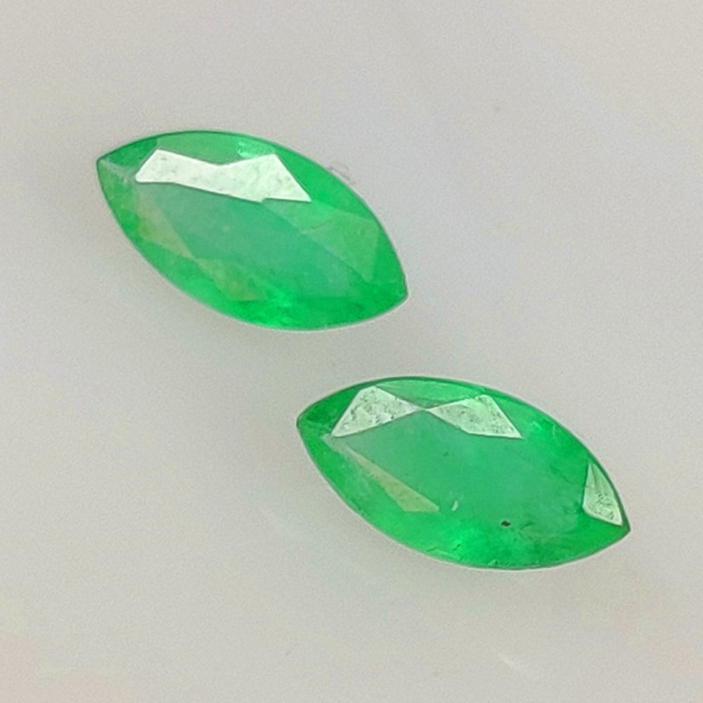 0.53 Ct Natural Zambian Green Emerald Marquise Cut Pair (1 of 2)