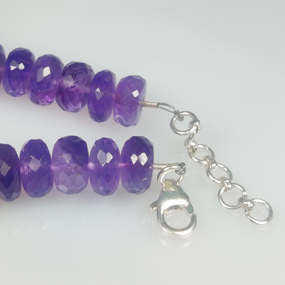 81.66 Ct Natural Purple Amethyst Round Cut Beads Bracelet Ready Wear (1 of 2)