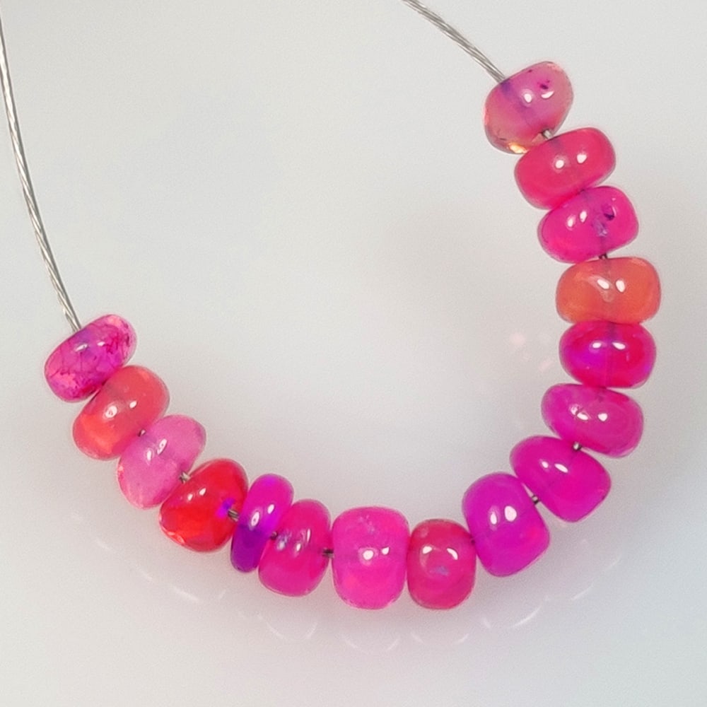 2.28 Ct Natural Drilled Pink Fire Opal Round Beads (1 of 2)
