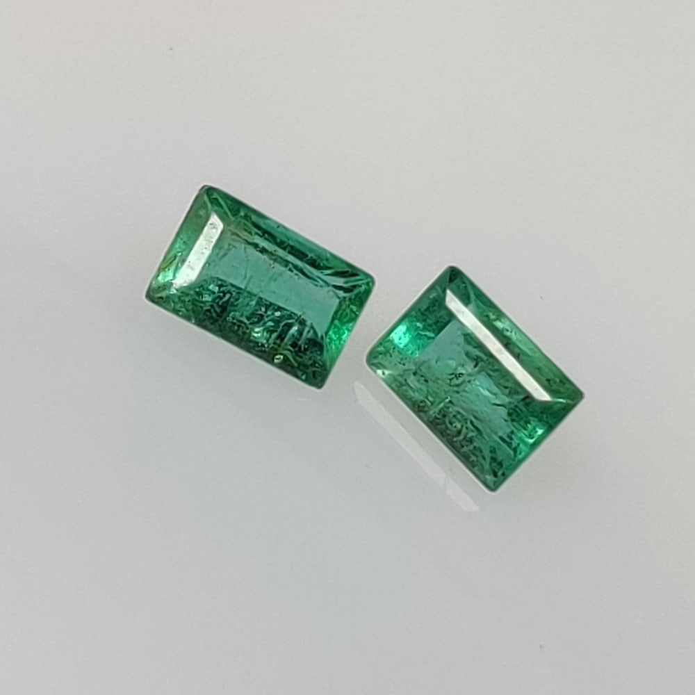 0.42 Ct Natural Zambian Emerald Rectangle Cut Pair (1 of 2)