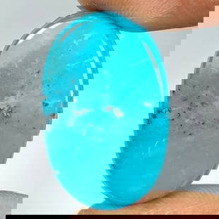20.46 Ct Natural Blue Turquoise Oval Cab: Weight - 20.46 Ct / Size - 25.00 x 15.90 x 6.40 mm / Good Color / Oval Cabochon - Ready for Jewellery Setting / Origin - Arizona / Treatment - None