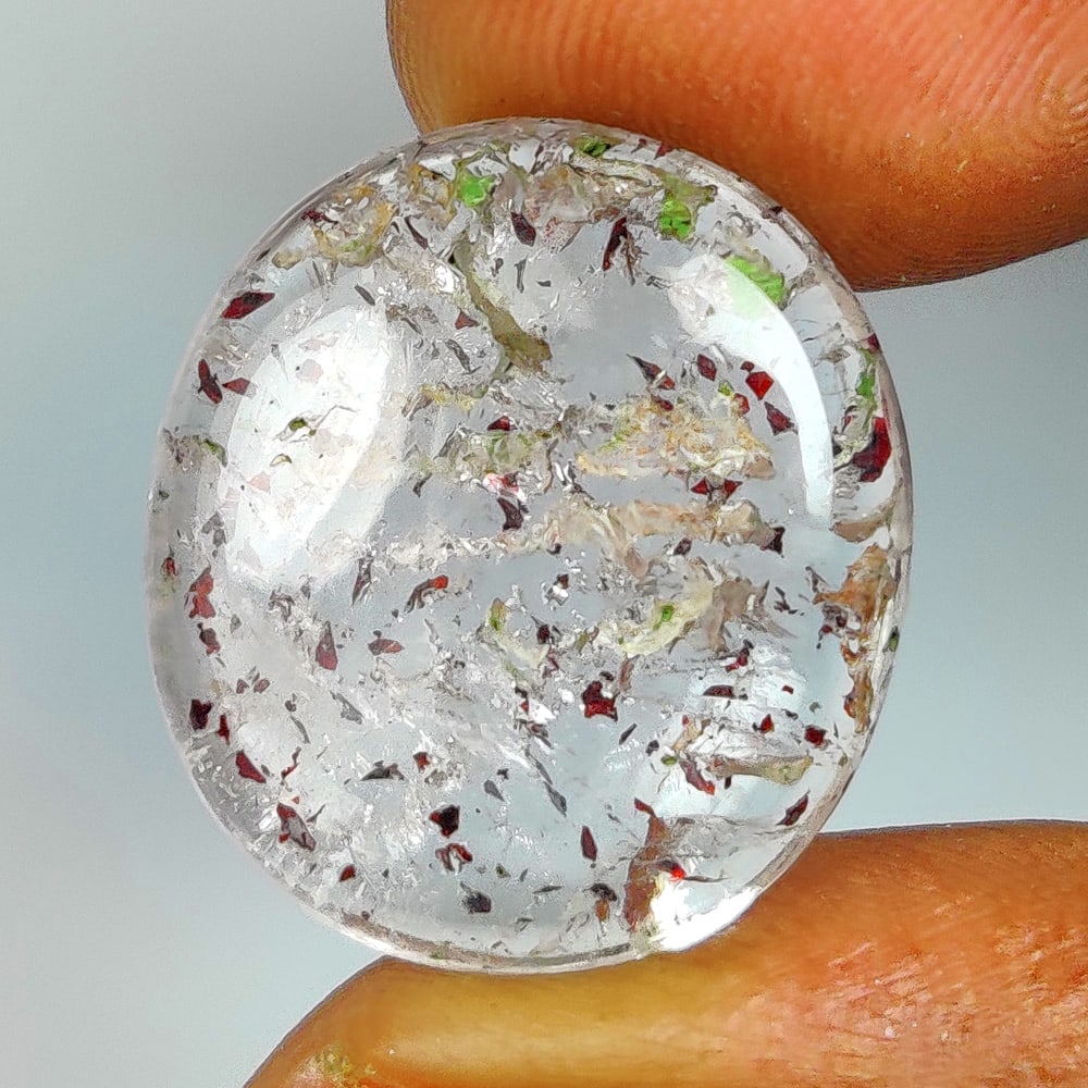 14.94 Ct Natural Rutile Quartz Oval Cab: Weight - 14.94 Ct / Size - 19.20 x 17.30 x 5.70 mm / Shape - Oval Cab / Clarity - Transparent / Origin - Norway / Treatment - None