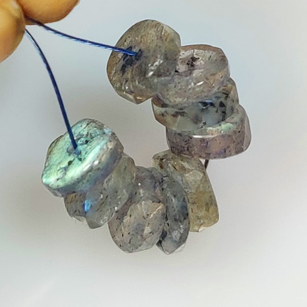 9.90 Ct Natural Blue Shaded Labradorite Round Cut Beads: Weight - 9.90 Ct / Size - 7.10 - 7.70 mm / 9 Pc's / Shape - Excellent Round Cut Beads / Clarity - Opaque / Origin - Africa / Treatment - None