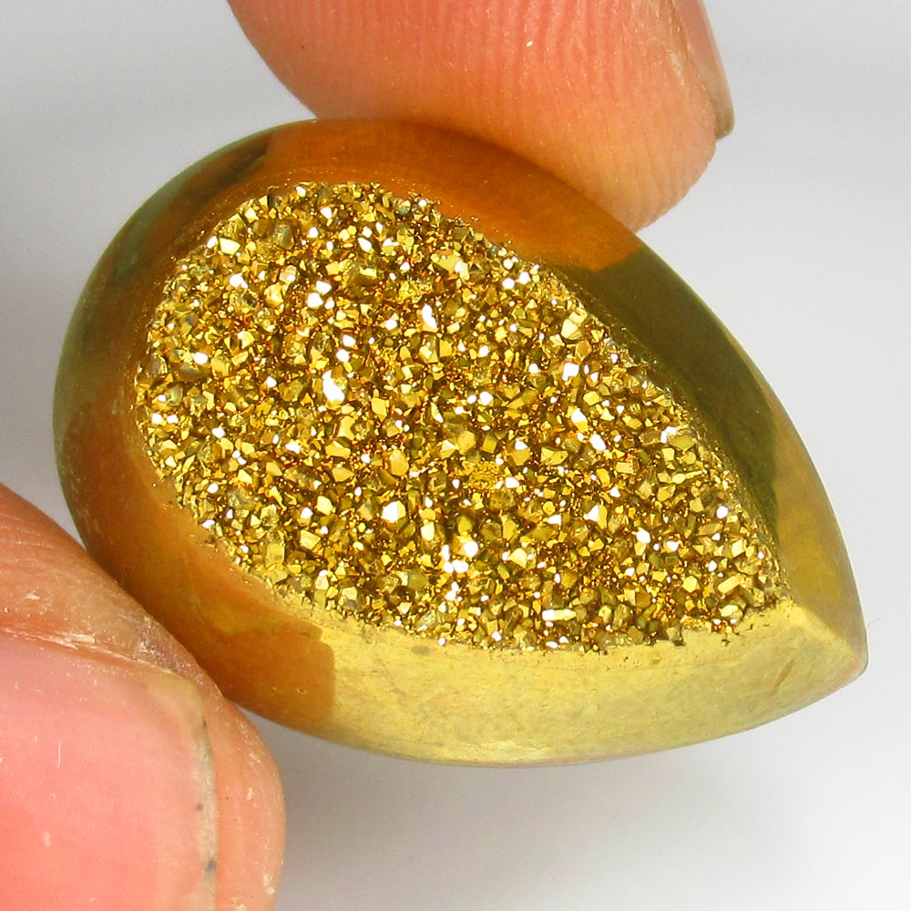 21.72 Ct Natural Gold Plated Drozy Agate Pear Cab (1 of 2)