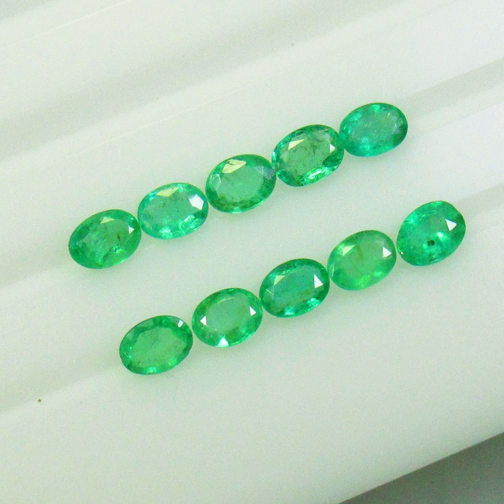 1.41 Ct Natural Zambian Emerald Excellent Oval Cut Set (1 of 2)