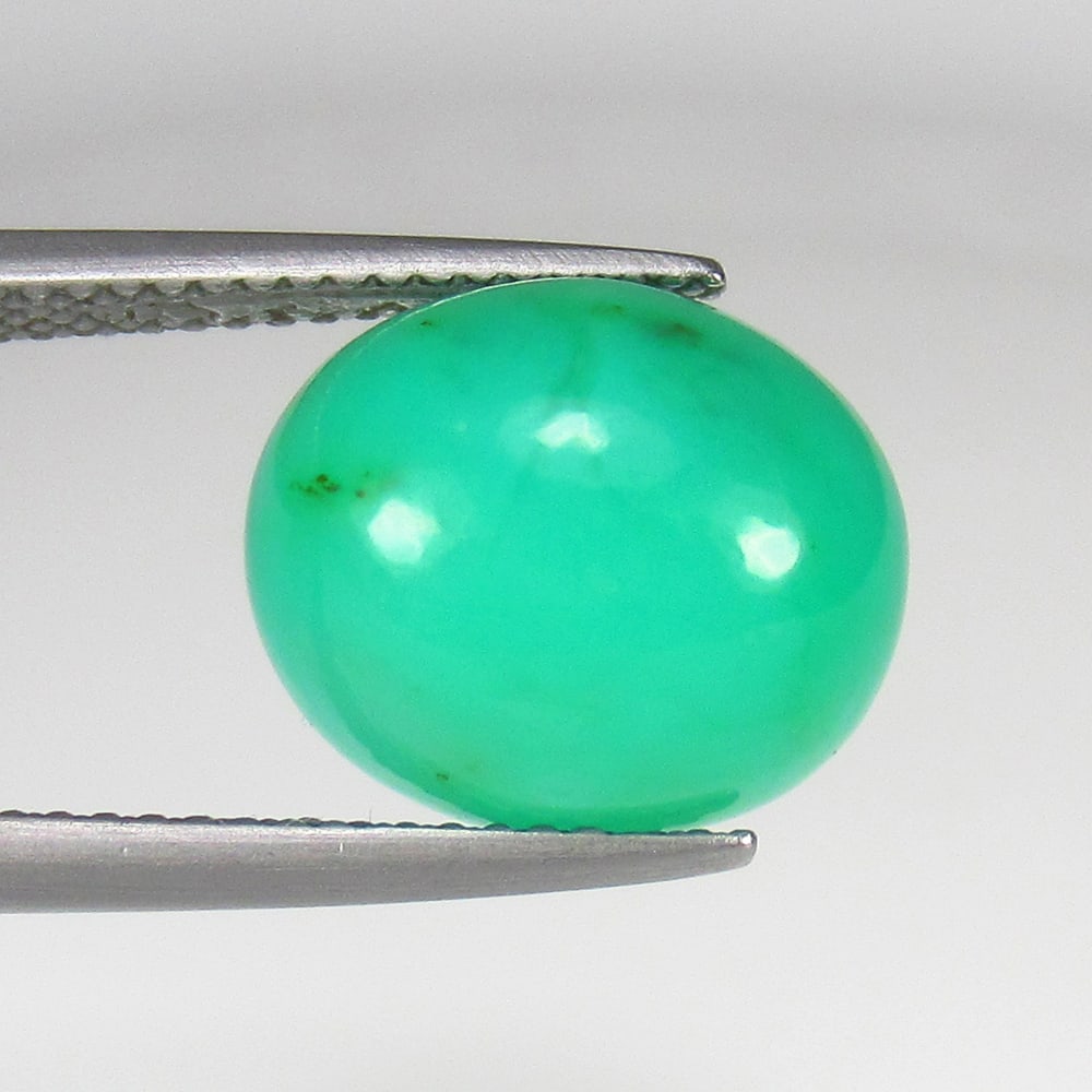7.23 Ct Natural Green Chrysoprase Oval Cab: Weight - 7.23 Ct / Size - 13.30 x 11.30 x 7.50 mm / Shape - Oval Cab/ Color - Green / Clarity - Opaque / Origin -Brazil / Treatment - None