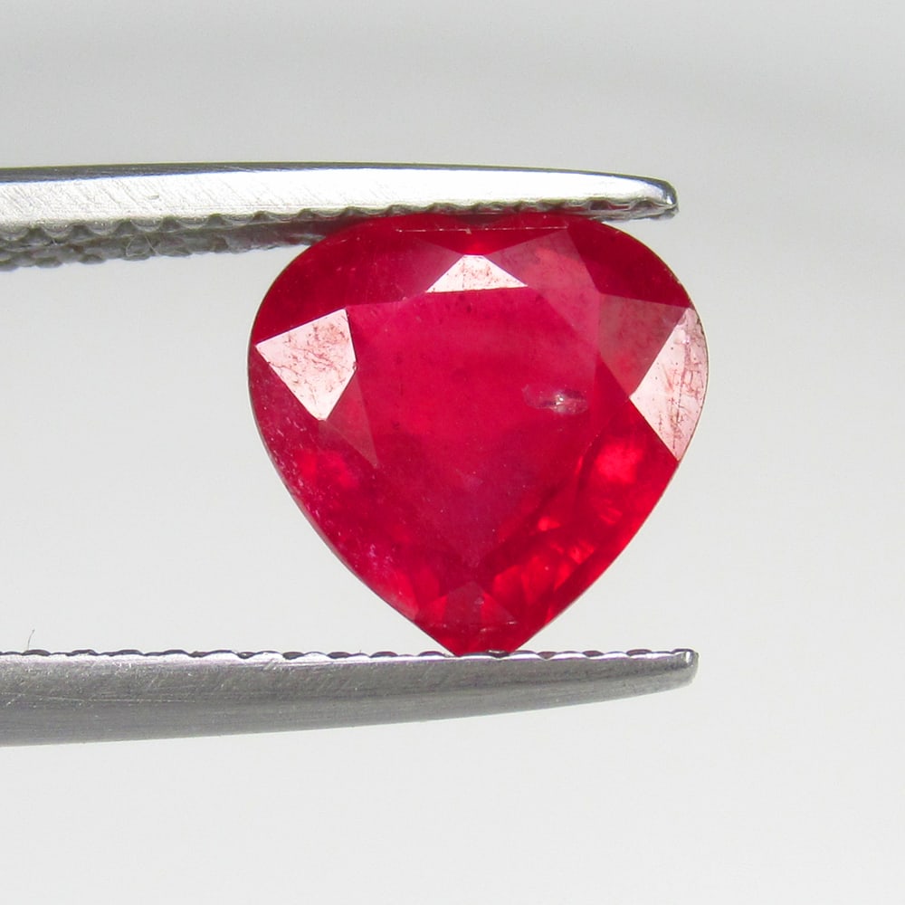 2.87 Ct Natural Pinkish Red Ruby Lovely Heart Cut: Weight - 2.87 Ct / Size -8.30 x 8.30 x 4.00 mm / Shape - Heart Cut / Color - Red / Clarity - SI / Origin - Mozambique / Treatment - Color Enhanced By Glass Filling