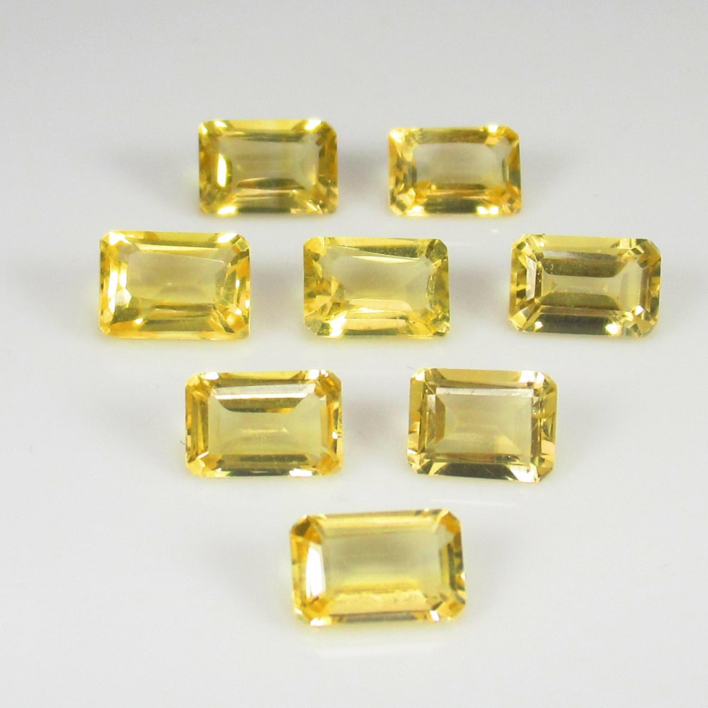 4.61 Ct Natural Yellow Citrine Octagon Cut Set: Weight - 4.61 Ct / Size - 6.0x4.0 - 6.1x4.1 mm / 8 Pc's / Shape - Octagon Cut / Color - Yellow / Clarity - VVS / Origin - Brazil / Treatment - Heated