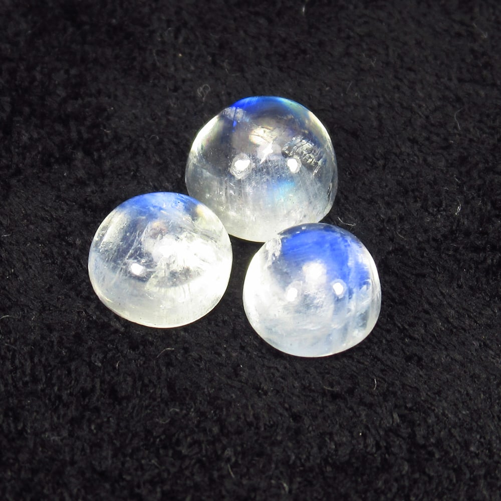 3.25 Ct Natural Blue Tint Moonstone Round Cab Set (1 of 2)