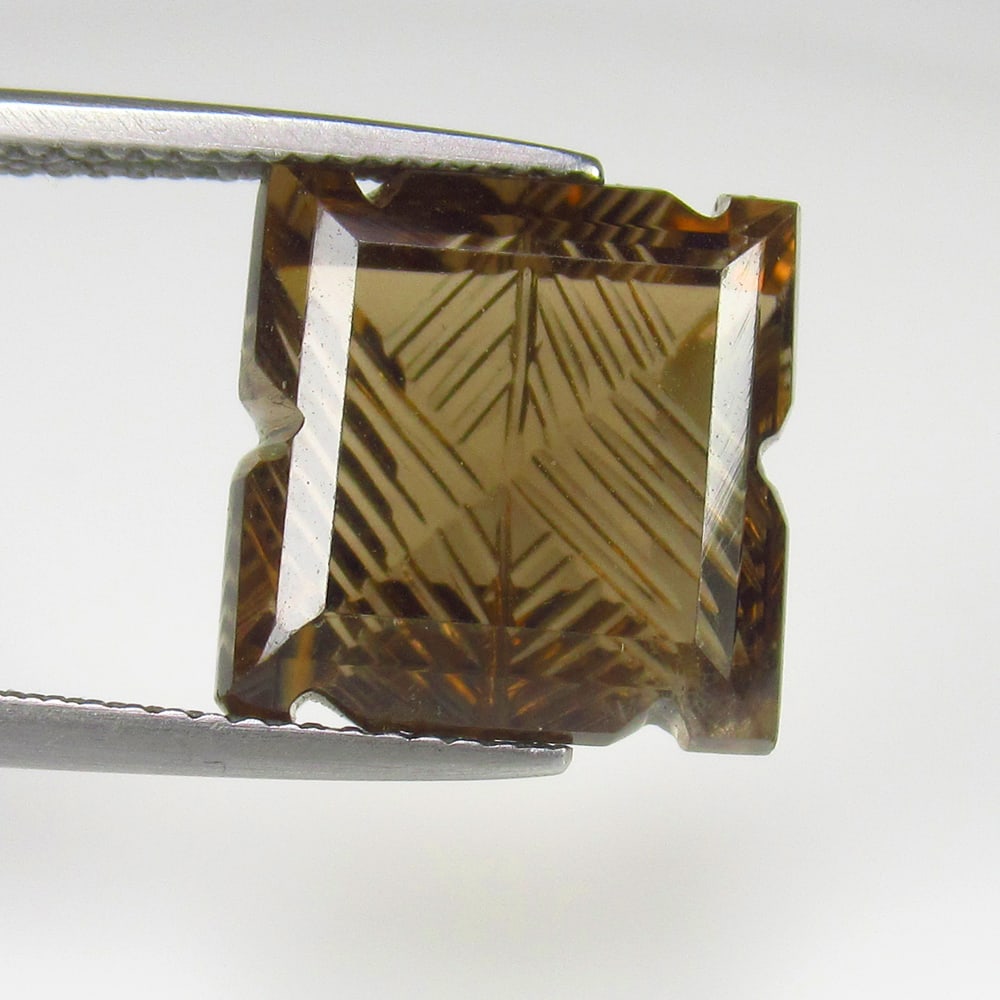 11.14 Ct Natural Choco Smoky Quartz Square Carving Cut: Weight - 11.14 Ct / Size - 13.10 x 13.10 x 9.40 mm / Top Class Quality / Square Carving Cut / Origin - Norway / Treatment - None