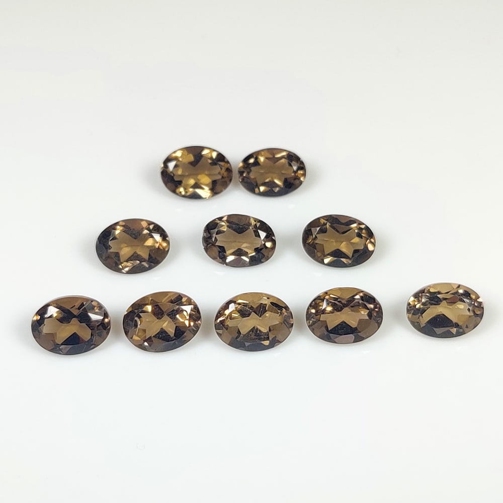 7.31 Ct Natural Choco Smoky Quartz Oval Cut Set: Weight - 7.31 Ct / Size - 7.0x5.0 - 7.1x5.1 mm / 10 Pc's / Top Class Quality / Oval Cut / Origin - Norway / Treatment - None