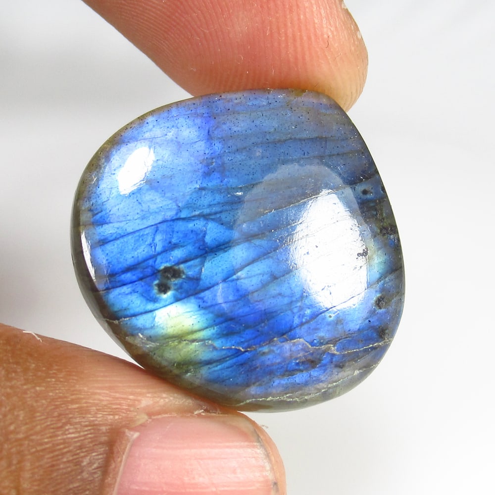 34.34 Ct Natural Blue Shaded Labradorite Pear Cab: Weight - 34.34 Ct / Size - 25.00 x 25.00 x 6.50 mm / Shape - Excellent Pear Cabochon / Clarity - Opaque / Origin - Africa / Treatment - None
