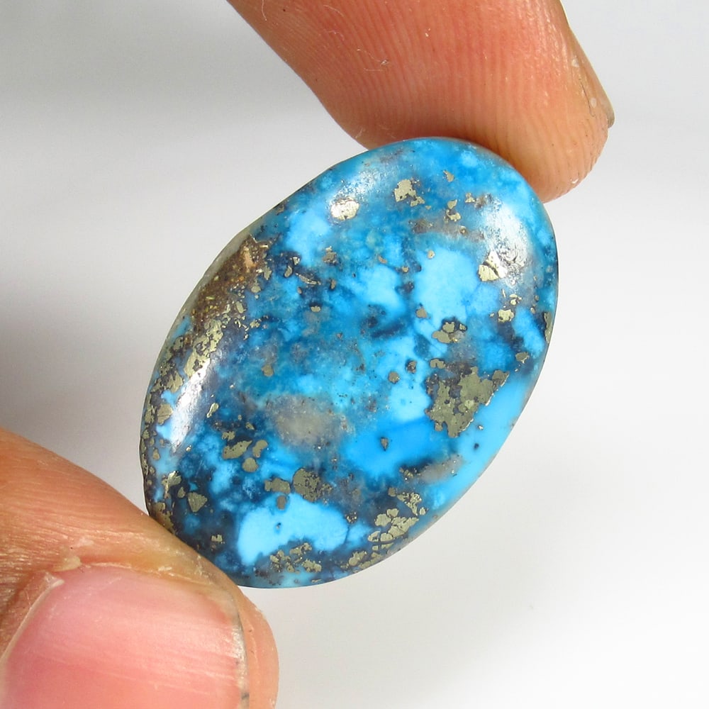24.54 Ct Natural Blue Turquoise Oval Cab: Weight - 24.54 Ct / Size - 27.00 x 17.30 x 7.00 mm / Good Color / Oval Cab - Ready for Jewellery Setting / Origin - Arizona / Treatment - None