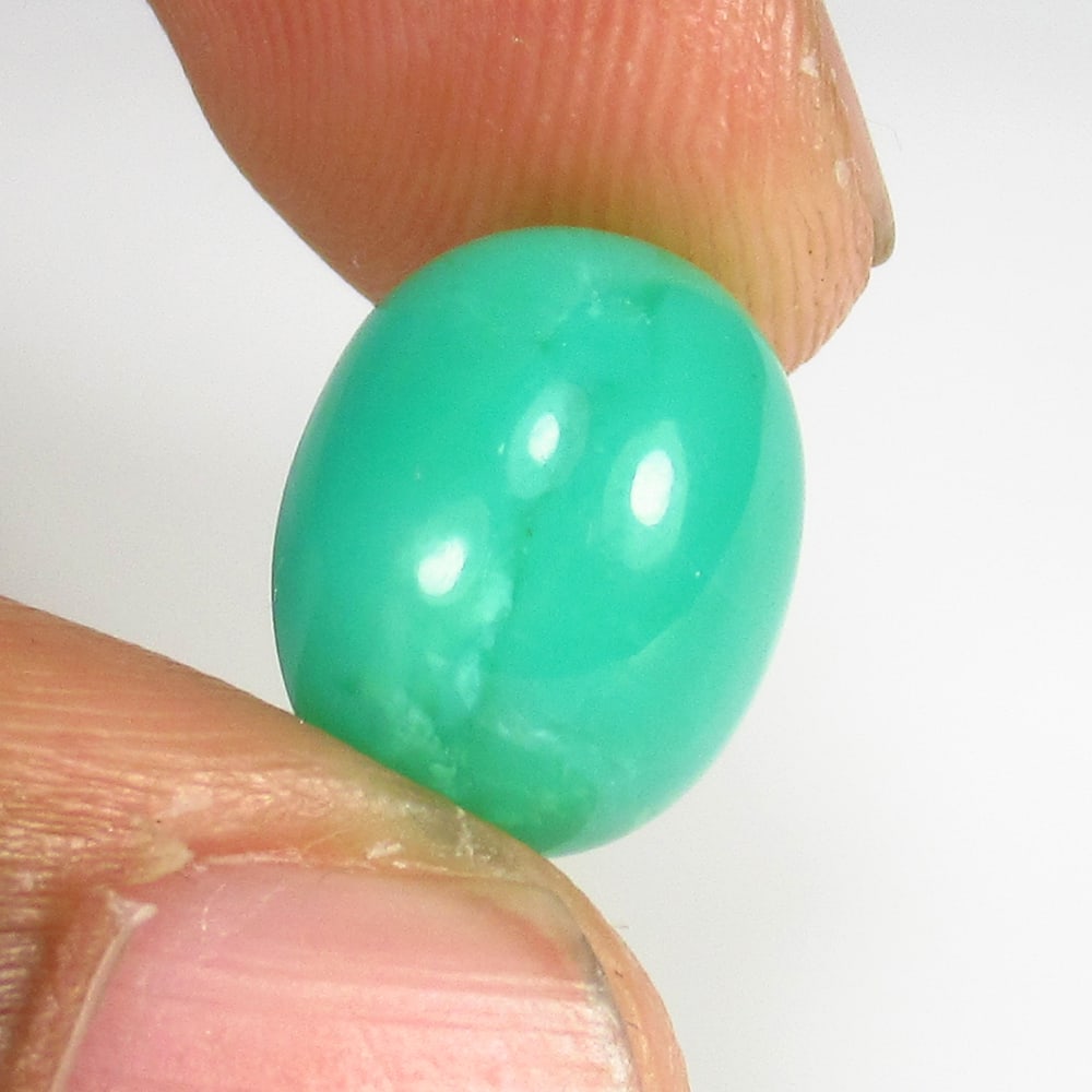 7.72 Ct Natural Green Chrysoprase Oval Cab: Weight - 7.72 Ct / Size - 13.20 x 10.90 x 8.30 mm / Shape - Oval Cab/ Color - Green / Clarity - Opaque / Origin -Brazil / Treatment - None