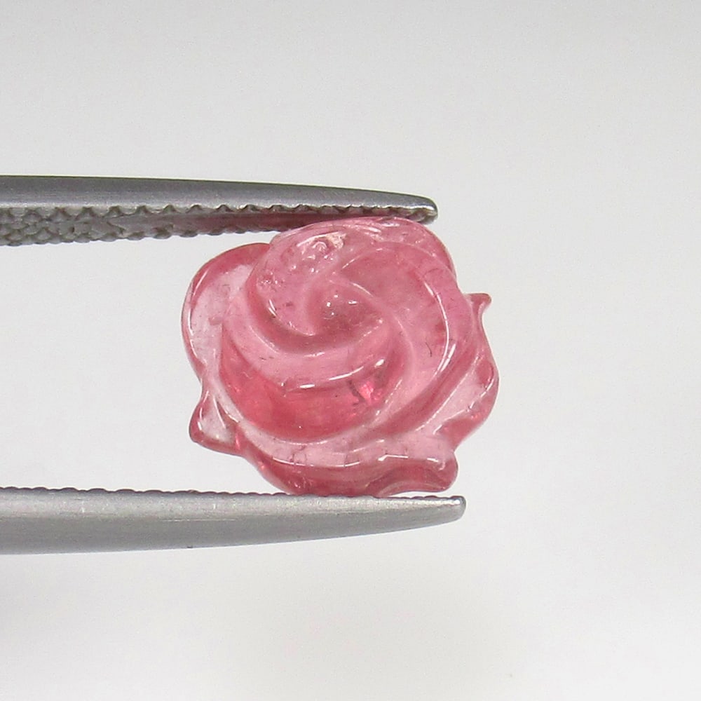 3.30 Ct Natural Pink Tourmaline Flower Carving Cab: Weight - 3.30 Ct / Size - 10.80 x 10.80 x 5.60 mm / Shape - Flower Carving / Color - Pink / Clarity - SI / Origin - Mozambique / Treatment - None
