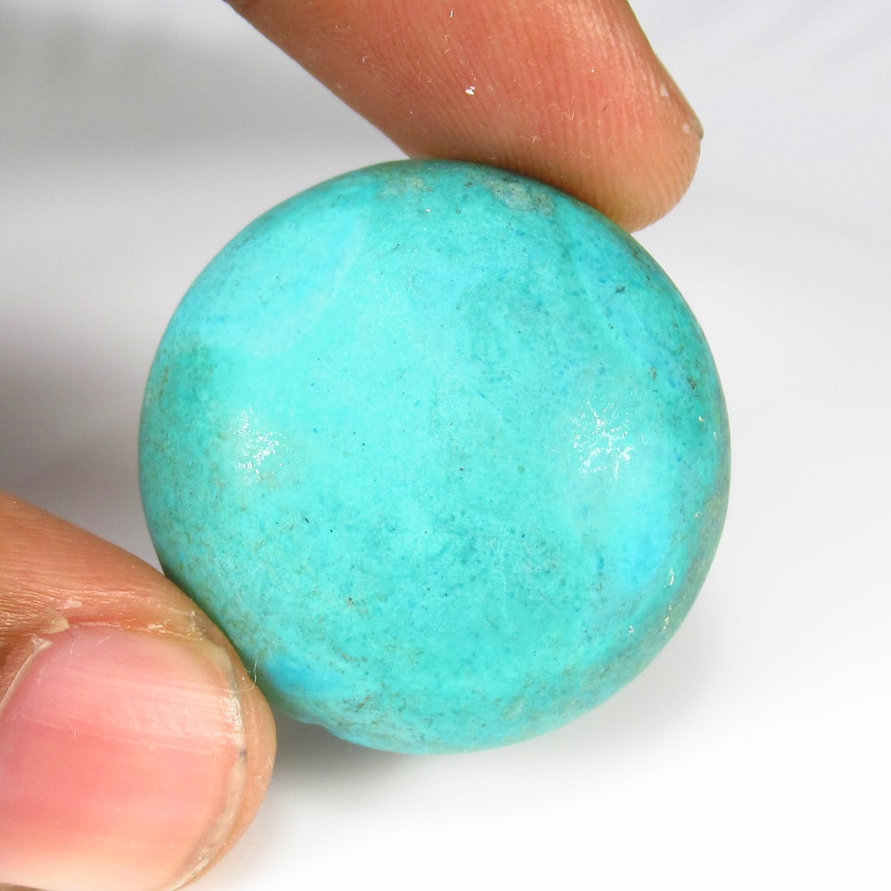 51.55 Ct Natural Blue Turquoise Round Cab (1 of 2)