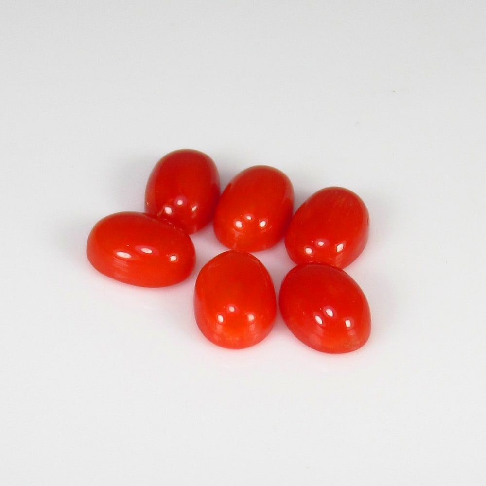 5.25 Ct Natural Red Coral Oval Cab Set (1 of 2)