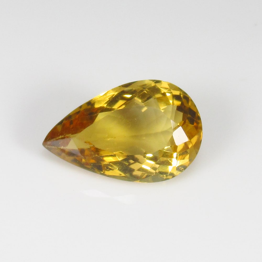 3.83 Ct Natural Yellow Citrine Pear Cut: Weight - 3.83 Ct / Size - 14.10 x 9.00 x 5.70 mm / Shape - Pear Cut / Color - Yellow / Clarity - VVS / Origin - Brazil / Treatment - Heated