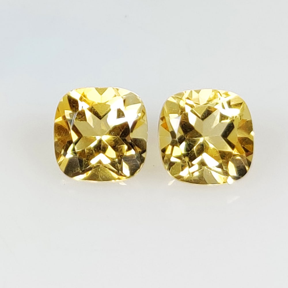 3.38 Ct Natural Yellow Citrine Cushion Cut Pair (1 of 2)