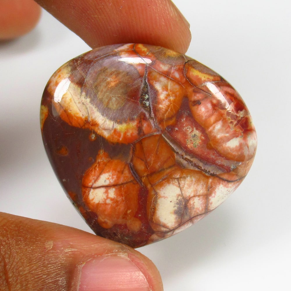 40.41 Ct Natural Polygram Jasper Quartz Pear Cab: weight - 40.41 Ct / Dimensions - 30.00 x 30.00 x 6.30 mm / Shape - Excellent Pear Cab / Origin - Brazil / Treatment - None
