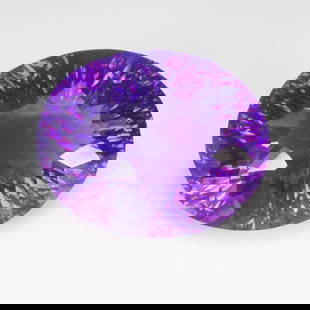 49.71 Ct Natural "AAA+" Purple Amethyst  Oval Modified Cut: Weight - 49.71 Ct / Dimensions - 26.00 x 22.00 x 15.20 mm / Shape - Oval Cut / Color - Purple / Clarity - VVS / Origin -Brazil / Treatment - Heated