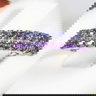 2.06 g 925 Silver Ring Natural Amethyst, Iolite: Weight - 2.06 g / US Size - 8 / Stone : Natural Amethyst, Iolite/ Stones - 22 Pcs / Stone Color - Purple, Blue / Material - 925 Seales Silver with rhodium polish