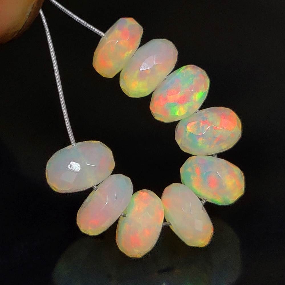 5.21 Ct Natural Multicolor Welo Fire Opal 9 Round Faceted Loose Beads: Weight - 5.21 Ct / Dimensions - 5.50 - 5.90 mm / 9 Pc's / Shape - Round Beads / Transparency - Transparent / Origin - Ethiopia / Treatment - None