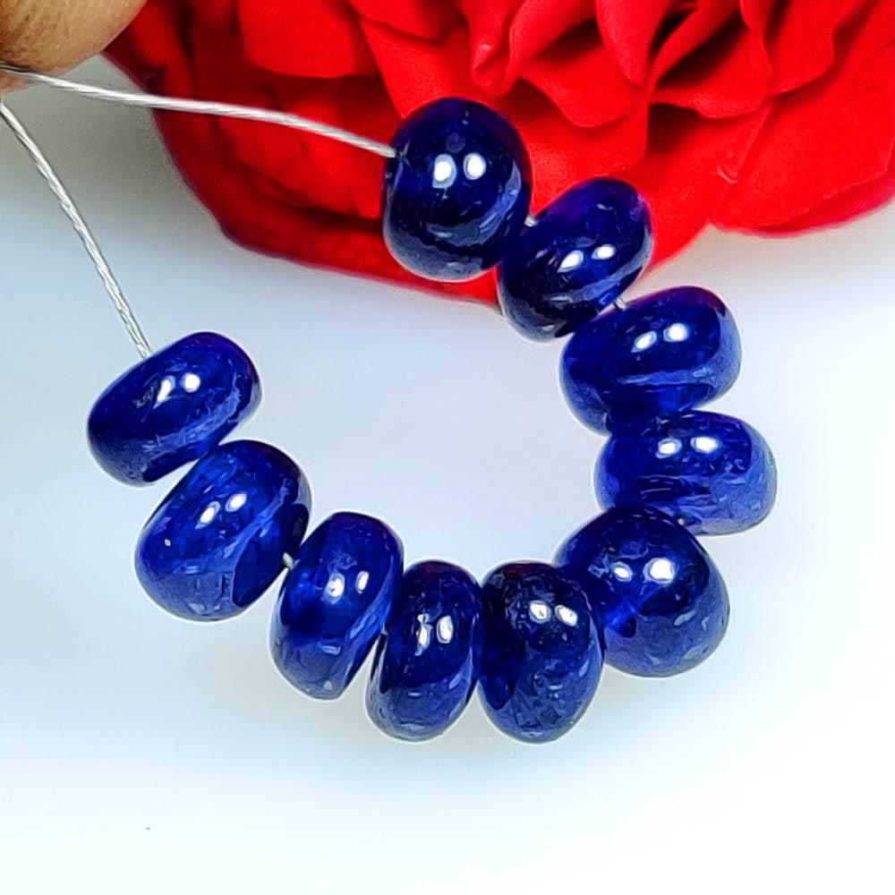 11.62 Ct Natural Blue Sapphire 10 Round Drilled Loose Beads: Weight - 11.62 Ct / Dimensions - 5.30 - 5.50 mm / 10 Pc's / Shape - Round Beads / Transparency - Transparent/ Origin - Sri Lanka / Treatment - Diffused