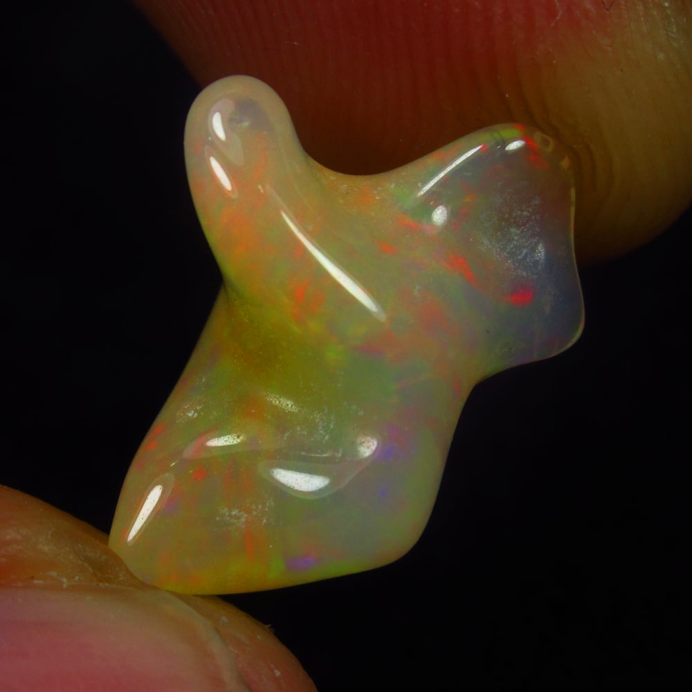 4.24 Ct Natural Multicolor Top Fire Opal Solid Rough Cab: Weight - 4.24 Ct / Size - 15.80 x 11.80 x 11.80 mm / Shape - Unshaped Solid Cab / Color - Multicolor / Clarity - Translucent / Origin - Ethiopia / Treatment - None