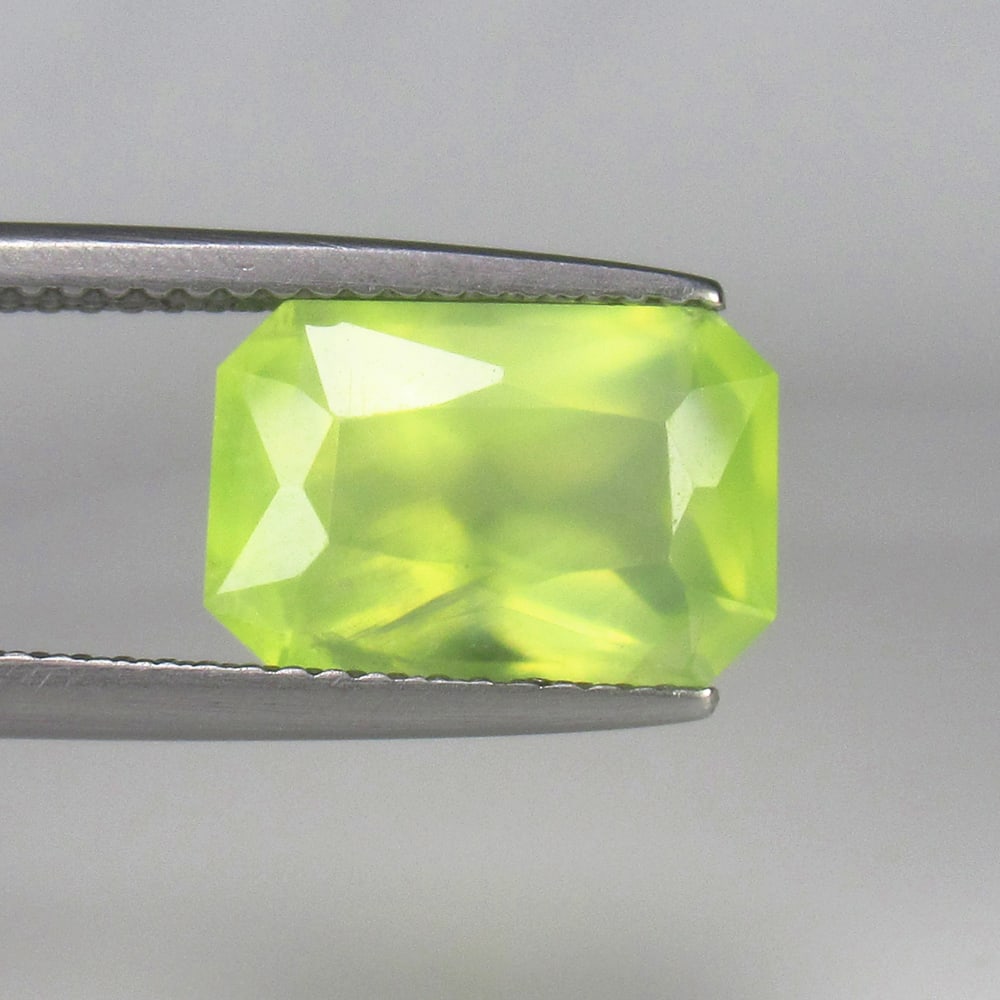 4.32 Ct Natural Prehnite Octagon Cut: Weight - 4.32 Ct / Size - 11.70 x 7.80 x 6.10 mm / Shape - OCtagon Cut / Clarity - Semi Transaprent / Origin - Brazil / Treatment - None