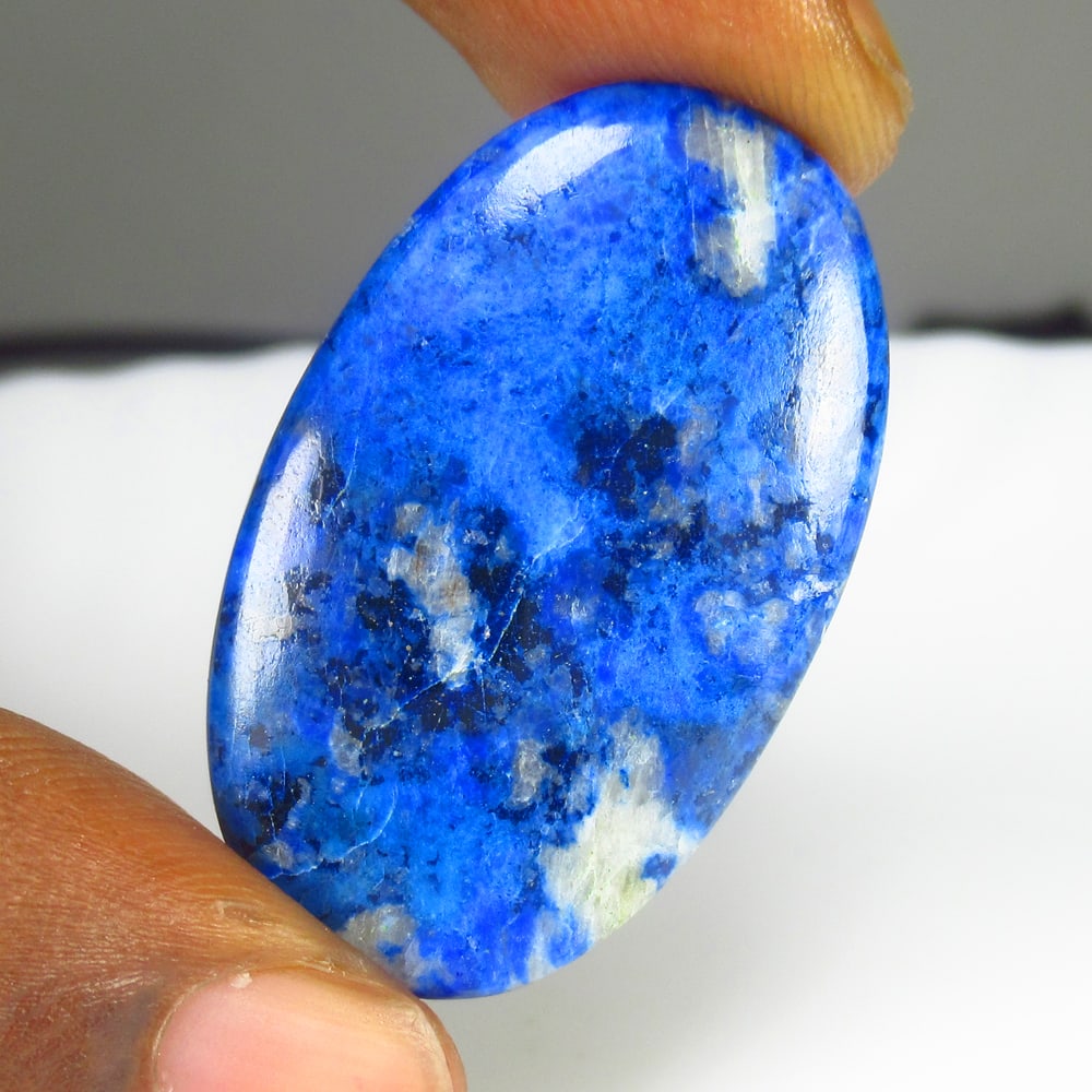 27.37 Ct Natural Shattuckite Oval Cab: Weight - 27.37 Ct / Size - 36.00 x 28.00 x 3.80 mm / Shape - Oval Cab / Clarity - Opaque / Origin - Brazil / Treatment - None