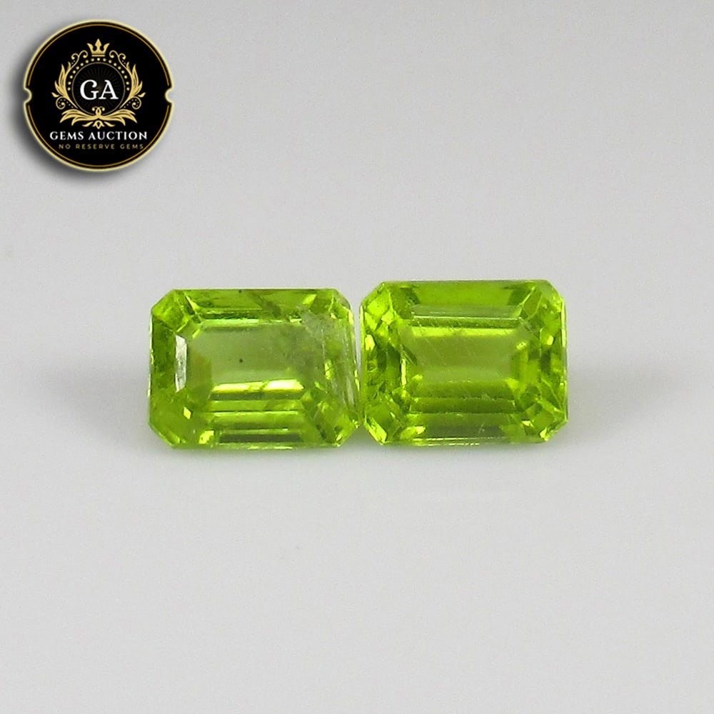 1.09 Ct Natural Peridot Octagon Cut Matching Pair: Weight - 1.09 Ct / Size - 5.10 x 3.90 x 2.90 mm / 2 Pc's / Shape - Octagon Cut / Color - Green / Clarity - VVS / Origin - Pakistan / Treatment - None
