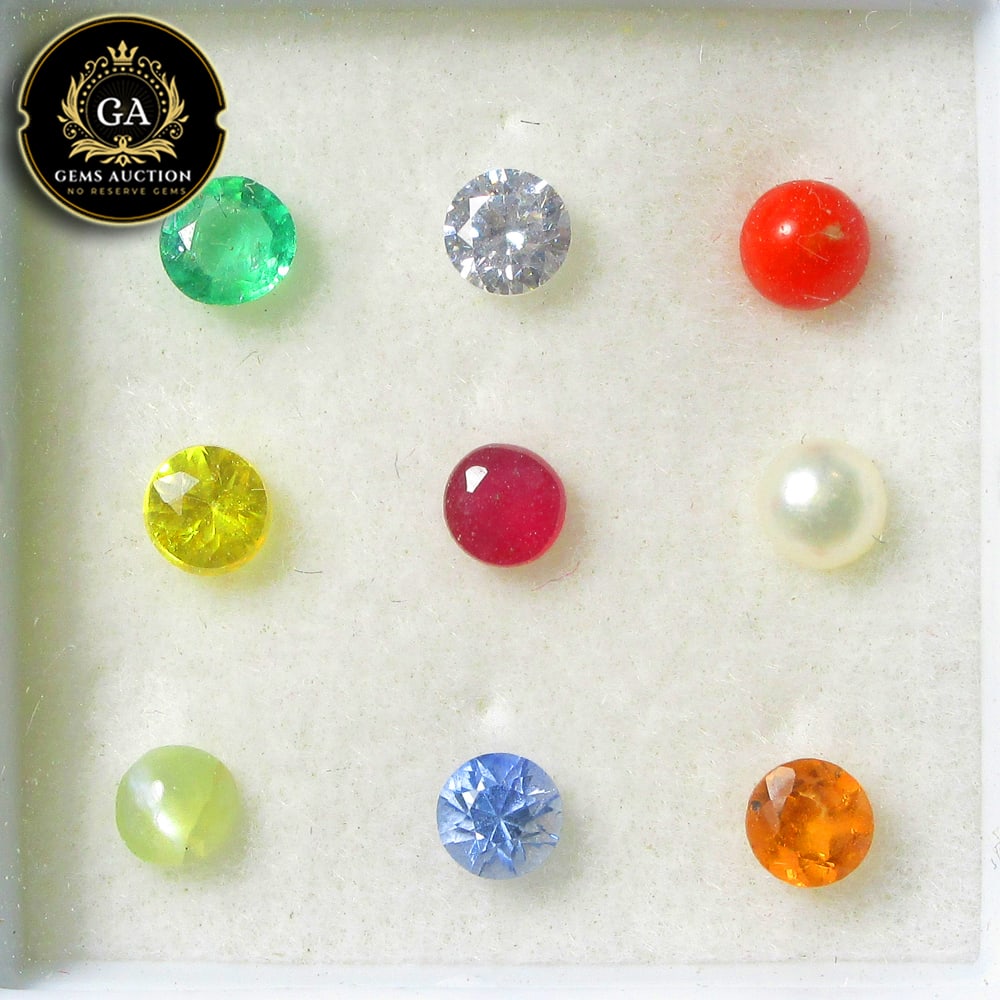 Calibrate 3 mm Round Natural Navratna 9 Gemstones Set (1 of 2)