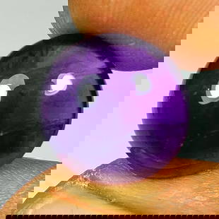 9.20 Ct Natural Purple Amethyst Fancy Round Cab: Weight - 9.20 Ct / Dimensions - 13.40 x 13.30 x 7.20 mm / Shape - Round Cab / Color - Purple / Clarity - VVS / Origin -Brazil / Treatment - Heated
