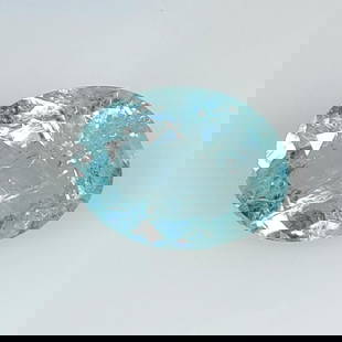 7.56 Ct Natural Aquamarine Rare Inclusion Oval Cut: Weight - 7.56 Ct / Dimensions - 14.90 x 11.30 x 7.30 mm / Shape - Oval Cut / Color - Water Blue / Clarity - SI / Origin -India / Treatment - None