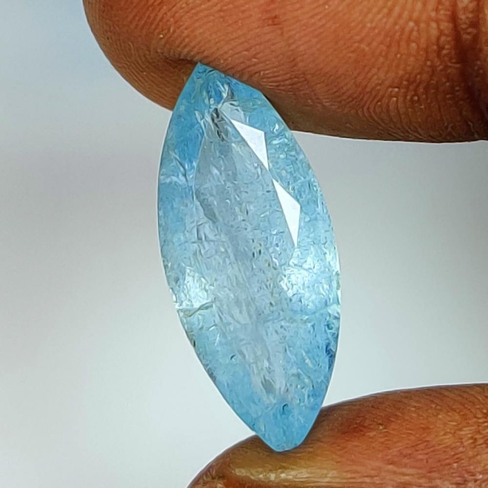 8.96 Ct Natural Water Blue Aquamarine Excellent Marquise Cut (1 of 2)