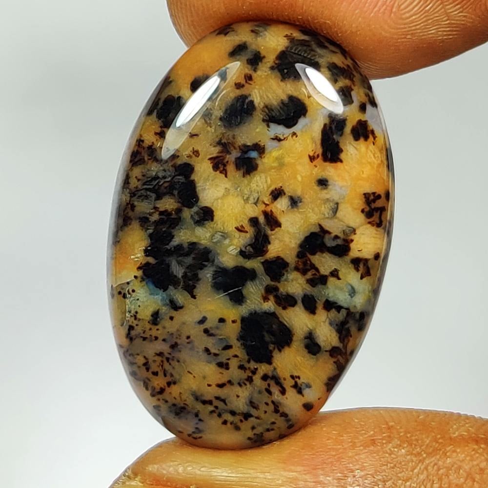 25.11 Ct Natural Yellow Dendrite Agate Oval Cab: weight - 25.11 Ct / Dimensions - 30.00 x 18.50 x 5.80 mm / Shape - Excellent Oval Cab / Origin - Brazil / Treatment - None