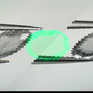 0.93 Ct Natural Zambian Green Emerald Oval Cut: Weight - 0.93 Ct / Dimensions - 8.20 x 6.00 x 3.00 mm / Shape - OVal Cut / Color - Green / Clarity - SI / Origin - Zambia / Treatment - Natural Emeralds are commonly enhanced by oil