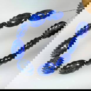 9.15 Ct Natural Blue Lapis Lazuli Dumble Beads: Weight - 9.15 Ct / Dimensions - 6.1x4.7 - 7.3x5.5 mm / 9 Pc's / Shape - Dumble Beads / Clarity - Opaque / Origin - Afghanisthan / Treatment - None