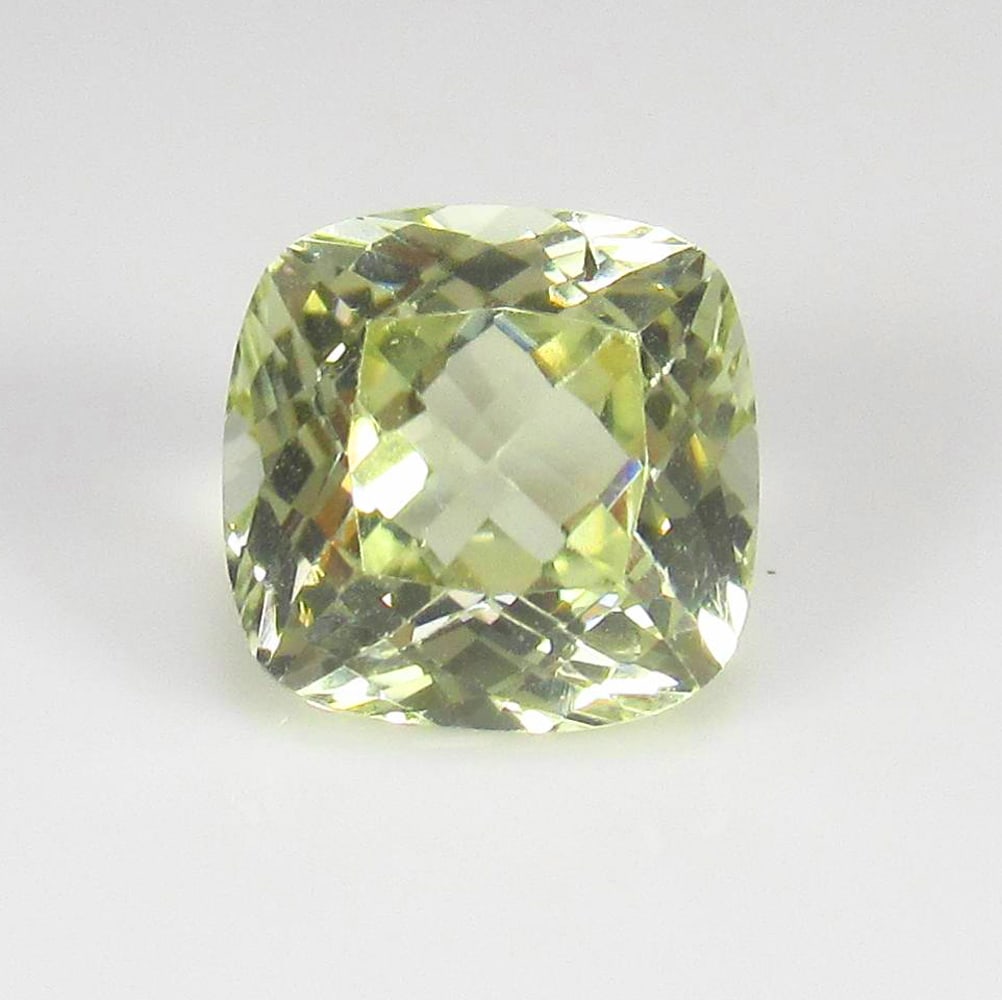 6.50 Ct Natural Yellow Kunzite Cushion Cut: Weight - 6.50 Ct / Dimensions -10.50 x 10.50 x 8.00 mm / Shape - Cushion Cut / Color - Yellow / Clarity - VVS / Origin - Afghanisthan / Treatment - None