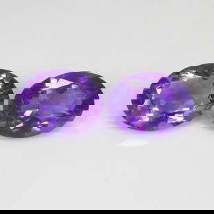 3.27 Ct Natural Purple Amethyst Oval Cut Pair: Weight - 3.27 Ct / Dimensions - 9.10 x 7.10 x 4.50 mm / 2 Pc's / Shape & Cut - Oval Cut / Color - Purple / Transparency - VVS / Origin -Brazil / Comments - Heated