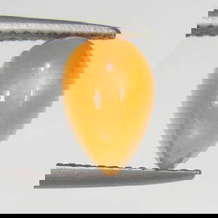 4.62 Ct Natural Orange Moonstone Pear Cab: Weight - 4.62 Ct / Size - 11.10 x 9.10 x 4.60 mm / Shape - Pear Cabochon / Clarity - Semi-Transparent / Origin - India / Treatment - None