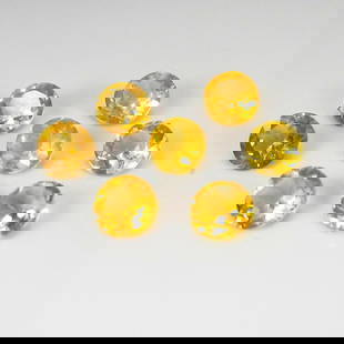 3.16 Ct Natural Citrine Round Cut Set: Weight - 3.16 Ct / Dimensions - 5.20 - 5.50 mm / 7 Pc's / Shape & Cut - Round Cut / Color - Yellow / Transparency - VVS / Origin - Brazil / Comments - Heated